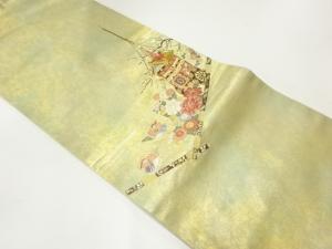 青銅箔鉾車模様織出し名古屋帯